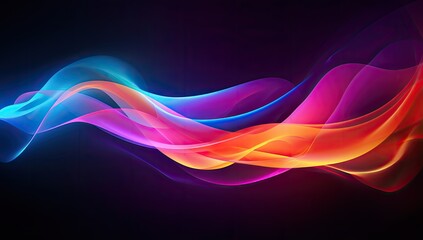 Wall Mural - Fluid Symphony: Colorful Wavy Line Dancing Across a Vivid Purple and Blue Background