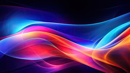 Wall Mural - Dynamic Ripples: Intricate and Colorful Wavy Line Set Against a Deep Purple and Blue Canvas