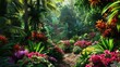 © buraratn - tropical paradise garden bursting with lush foliage and vibrant, exotic flowers.