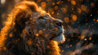 lion with golden rays