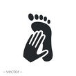 print or trace icon, hand and foot, flat web symbol on white background - vector illustration