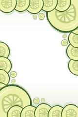 Wall Mural - Vegetable cucumber border or slice of cucumber frame banner with copy space