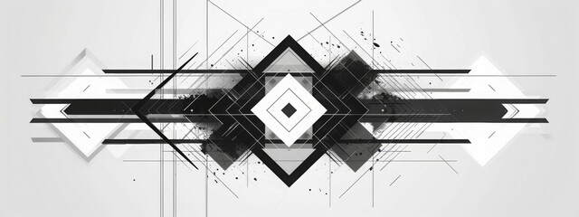 Aufkleber - An abstract composition featuring intersecting black and white lines creating a dynamic and geometric pattern.