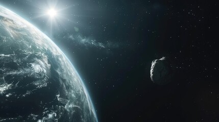 Wall Mural - a mammoth asteroid is whizzing past earth