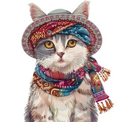 Wall Mural - Cat Boho-Chic fashion