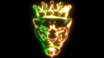 Sticker - neon animation of Tiger with the Crown