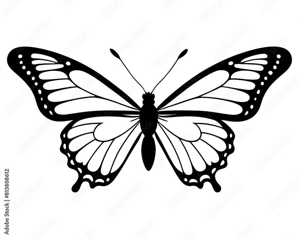 monarch butterfly silhouette Clipart image isolated on white background ...
