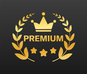 Premium gold icon. Crown icon. Flat style. Vector icon