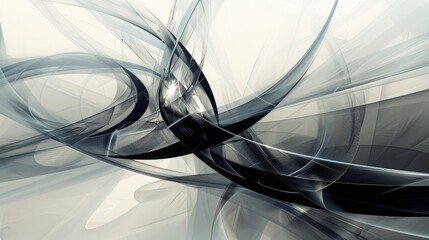 Leinwandbilder - Monochromatic abstract background featuring dynamic and flowing curves in black and white.