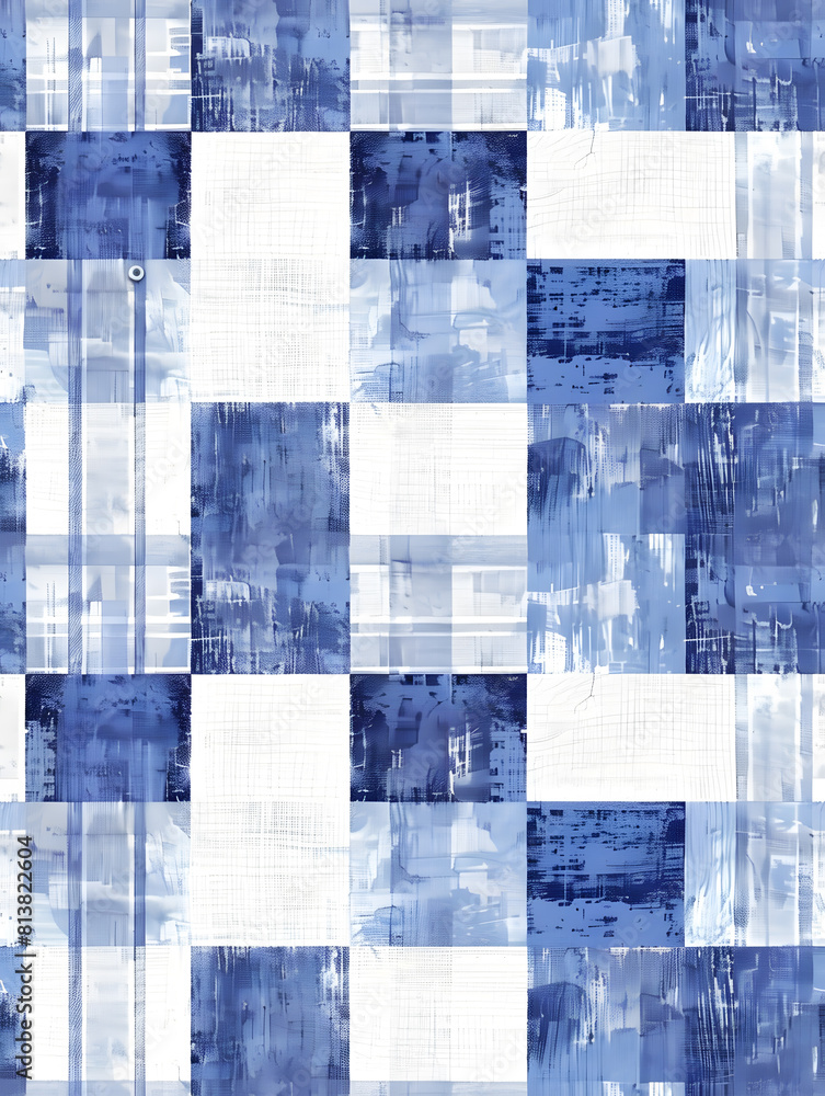 Seamless pattern of blue gingham fabric texture Stock Illustration ...