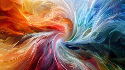 Aufkleber - An abstract painting featuring a dynamic array of vivid and contrasting colors that blend and clash in a harmonious chaos.