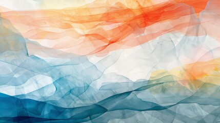 Aufkleber - Dynamic abstract painting featuring swirling waves in shades of blue, orange, and white.