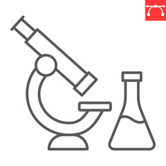 Wall Mural - laboratory line icon, lab and science, microscope with flask vector icon, vector graphics, editable 