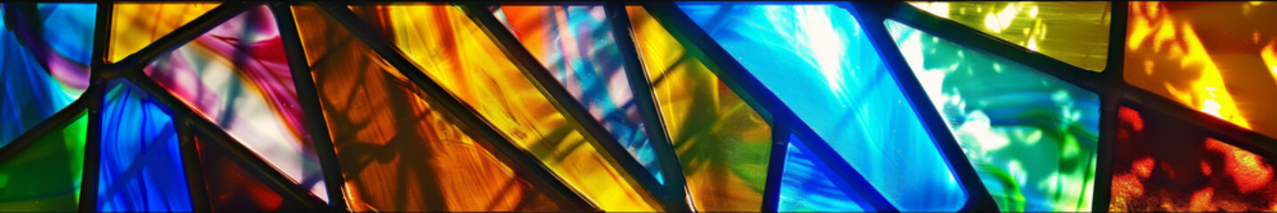 Sticker - A colorful stained glass window with a rainbow of colors