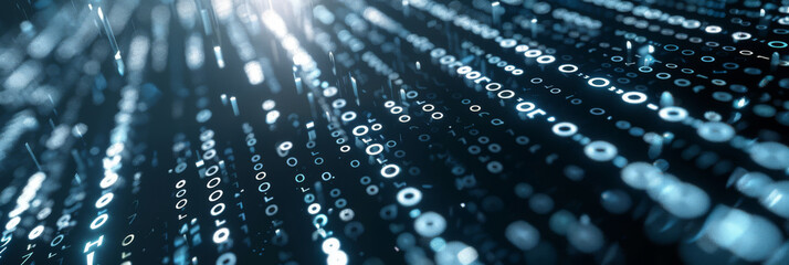 dynamic blue digital binary code data stream