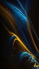 Wall Mural - vertical abstract blue and gold particle flow 4k loop features an a.i. generated video with blue and