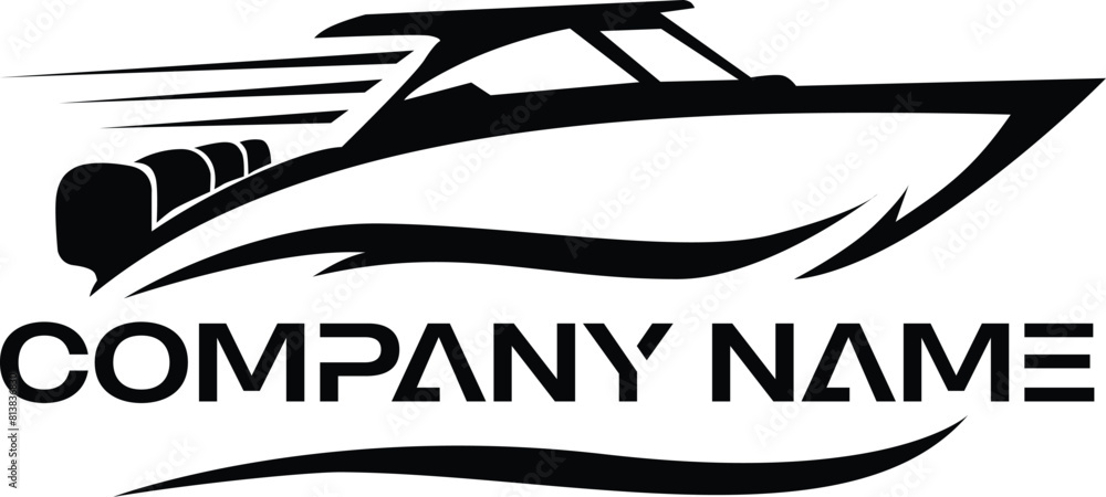 Vector illustration logo symbol speedboat transportation company ...