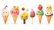 © Mark - The ice cream characters are happy, friendly, kawaii and smiling delicacies with different tastes for kids.