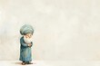 © Supranee - Persian Iran Man, Minimalistic watercolor, on a white background, cute and comical with empty copy space.