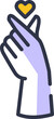 Mini heart hand gesture icon, outline graphic design, representing love and care