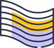 Waving flag icon graphic design with yellow and purple color decoration