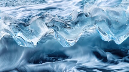 Wall Mural - abstract wallpaper of a frozen waves in ice-blue tones