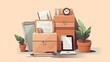 © Ирина Рычко - Cardboard box with folders and office accessories,