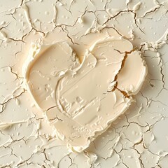 Wall Mural - A heart-shaped smear of cream on a soft pastel background