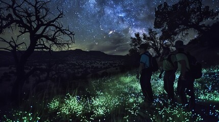Wall Mural - A beautiful blue ocean with a glowing blue light in the water