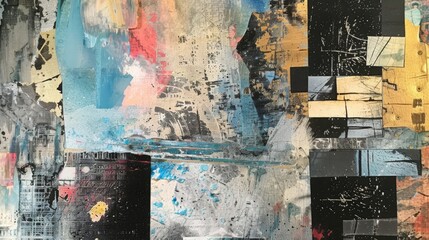 Aufkleber - A vibrant painting filled with a multitude of colors and diverse shapes, creating a visually captivating composition.
