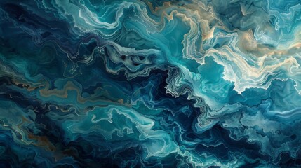 Aufkleber - Swirling turquoise and navy patterns evoke the natural movement of water in a captivating abstract design.