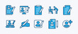 © Vilogsign - Set of registration icon. Containing added identity document data, receptionist, register online, sign up, create or edit or write information or form with pencil on paper. Vector illustration