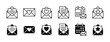 © Vilogsign - Invitation letter thin line icon set. Invite email for event, wedding, party, festival, celebration. Containing love letter, envelope, schedule, message, electronic mail. Vector illustration