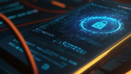 An abstract digital background with binary code and AI algorithms running in the video background