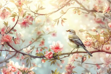 Naklejka na meble Illustrate a serene garden at eye level