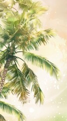  background picture of a idyllic summer atmosphere with palm trees, bright light and vibrant pastel colors