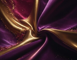 Abstract purple and gold swirl design, suitable for backgrounds or wallpaper.