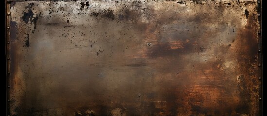 Poster - An aged weathered metal plate with a grunge texture is used as the background for this copy space image