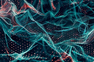 Abstract wireframe design with modern science and technology elements, presented as a trendy surface illustration in vector format.