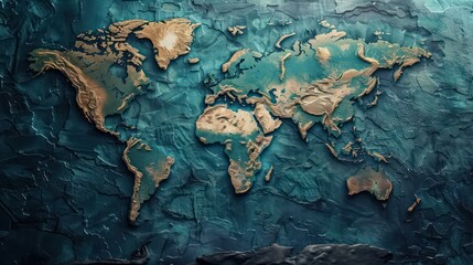 Wall Mural - world map background with realistic details and textures and nice color grading