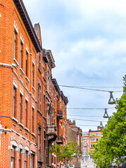 Wall Mural - Street view of old village Charleroi in Belgium