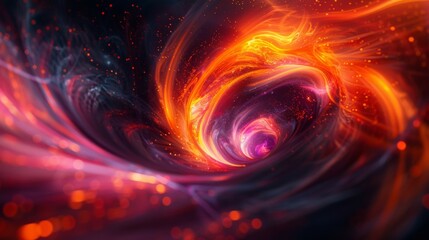 Wall Mural - Abstract Cosmic Swirl in Vivid Orange and Purple Hues - Digital Art Horizontal Background