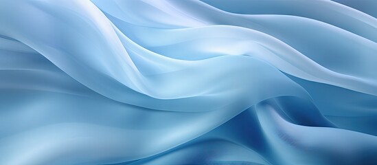 Wall Mural - Close up of a soft abstract multicolored chiffon fabric texture with a wavy and transparent appearance in a delightful shade of blue. Copy space image. Place for adding text and design