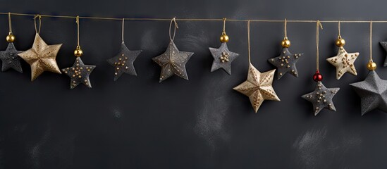 Poster - Festive felt Christmas ornaments displayed on a grey background providing ample copy space for additional elements or text