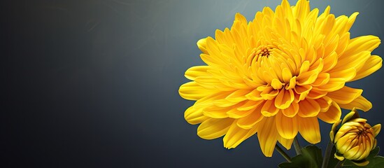 Wall Mural - A vibrant yellow chrysanthemum with ample copy space image for blooming