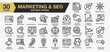 © spacepixel - Set of 30 Marketing & Seo icon set. Editable Stroke Icon Collection. Includes blogging, pay per click, sosial media , branding,mobile marketing and More. Outline icons vector collection.