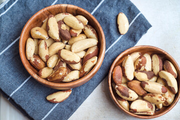 Brazilian walnuts in a wooden bowl