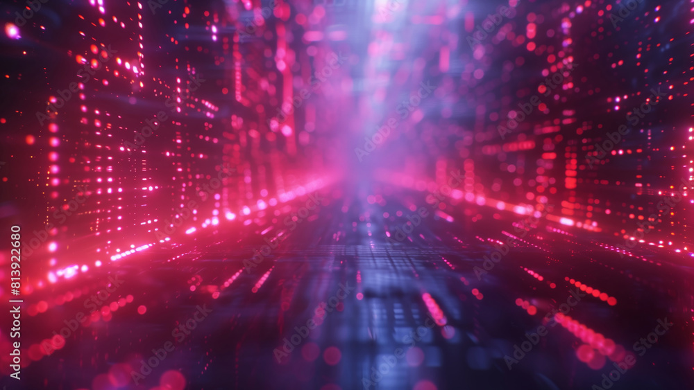 Futuristic Digital Landscape: High-Speed Data Flow Through Neon Light ...