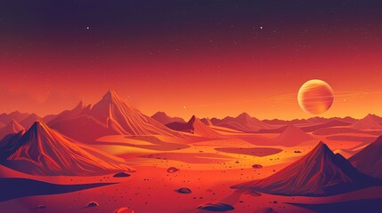 Wall Mural - Space game alien planet landscape Mars surface
