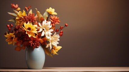 Wall Mural - amazing autumn flowers in glass vase